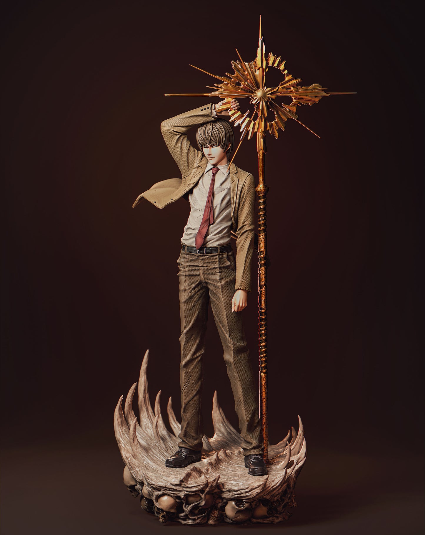 Light Yagami 3D Printed Statue | High-Detail Death Note Collectible Figure | Painted or Unpainted Resin Model for Display