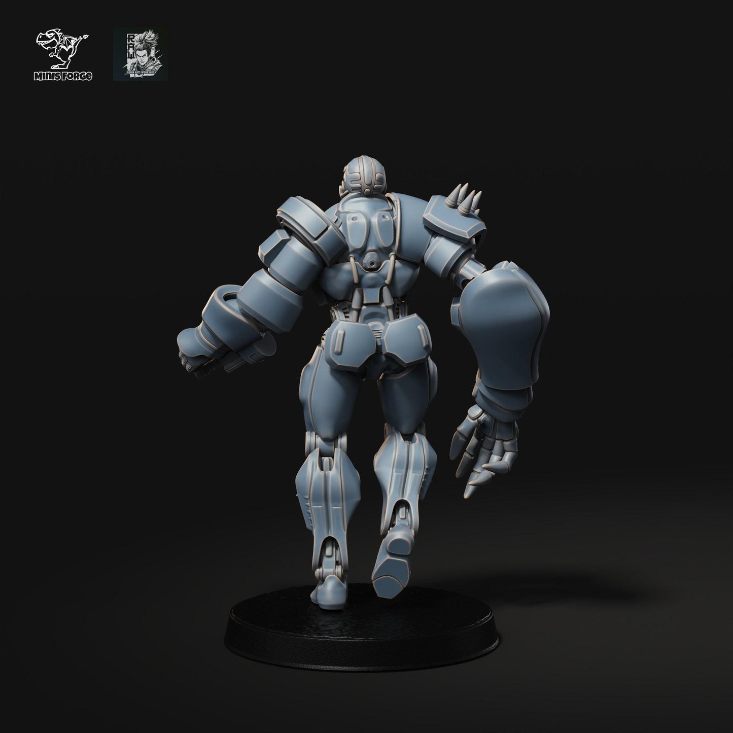 Solomon Cyber Bruiser, 35mm 3D Printed miniature, cyberpunk model, cyberpunk 3d model, cyberpunk miniature, wargame miniature, sci-fi