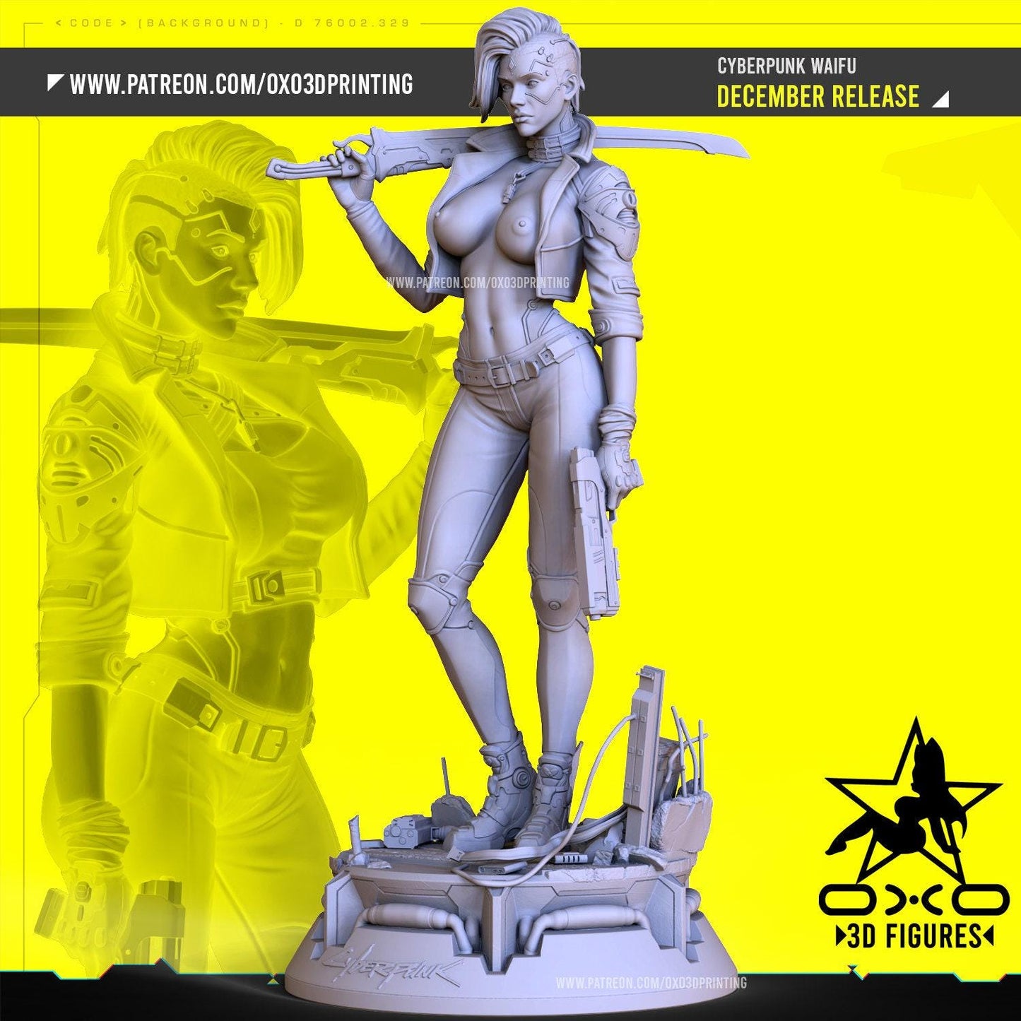 Cyberpunk Waifu: Futuristic 3D Printed Resin Statue - NSFW Sci-Fi Art