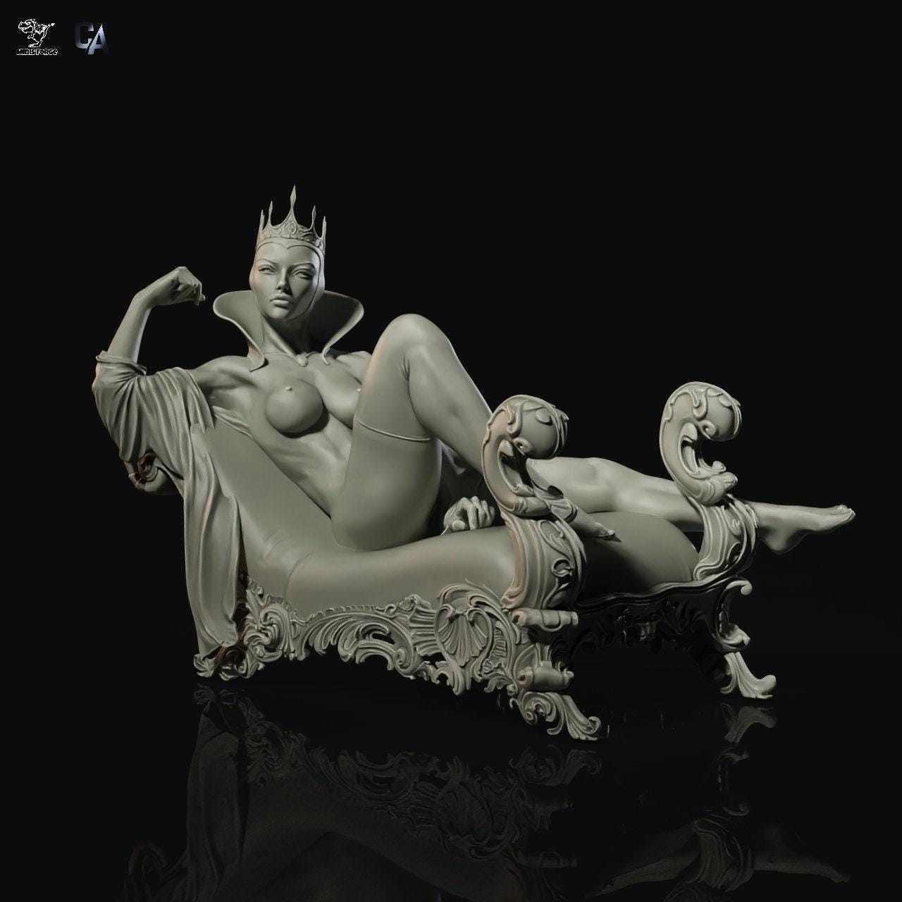 Immerse in Darkness: Evil Queen 3D Printed Statue – A Must-Have Collectible Figure for Adult Fans (NSFW)