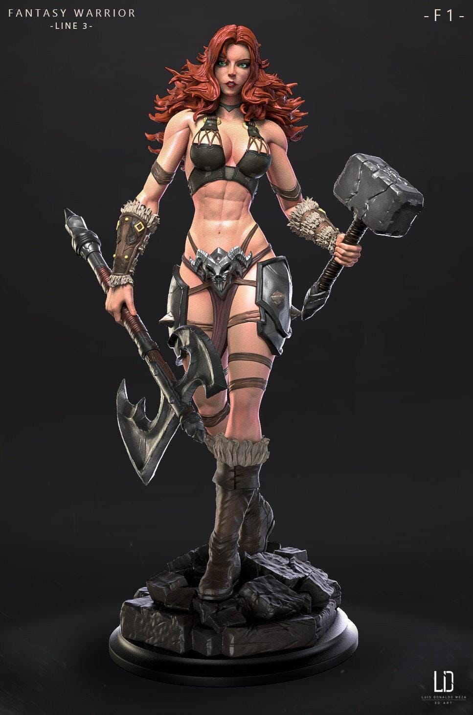 Barbarian Female Warrior Collectible Miniature Dnd miniatures, Hero quest figure, Miniature painting, Wargame miniatures
