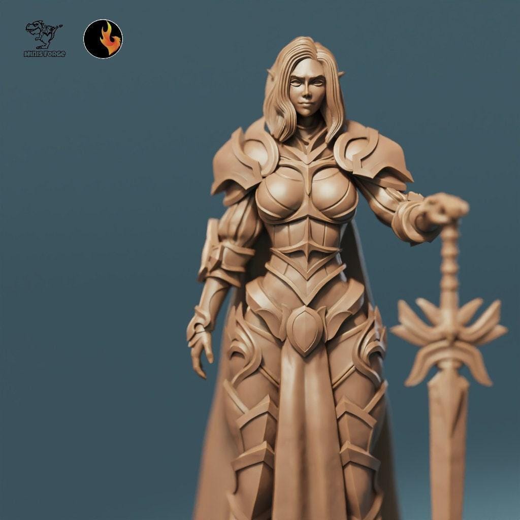 Paladin Clara Fantasy Miniature - Embody the Radiant Valor in TTRPGs, RPGs, DnD, Pathfinder, and Tabletop Games