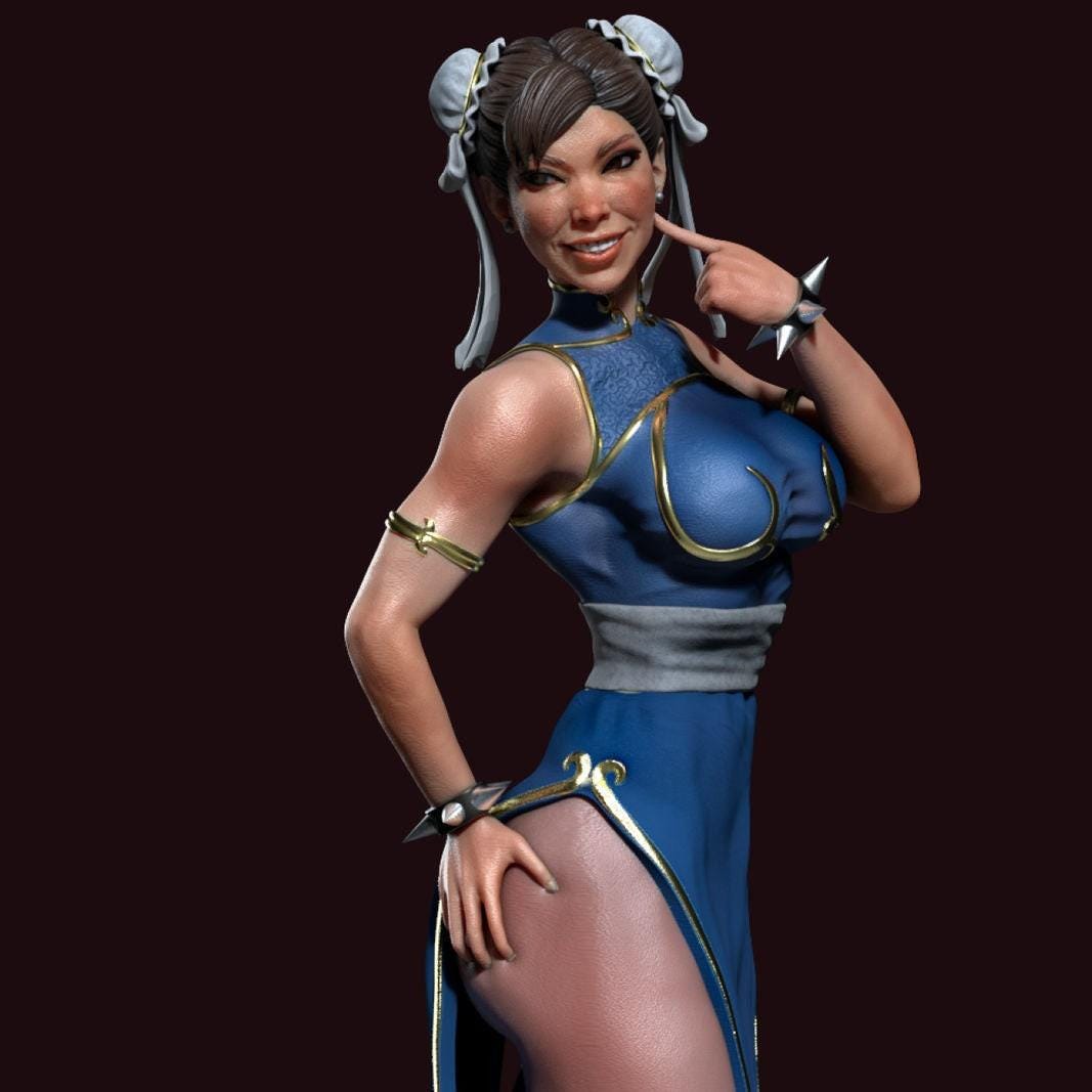 Chun-Li Street Fighter 3D Print Fanart Collectible Figure: Premium Resin Statue for Gamers