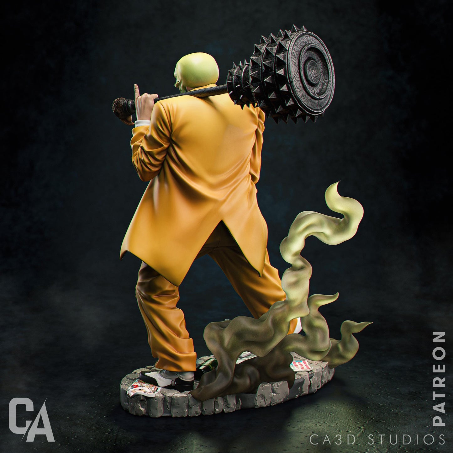 a figurine of a man with a gear on his head