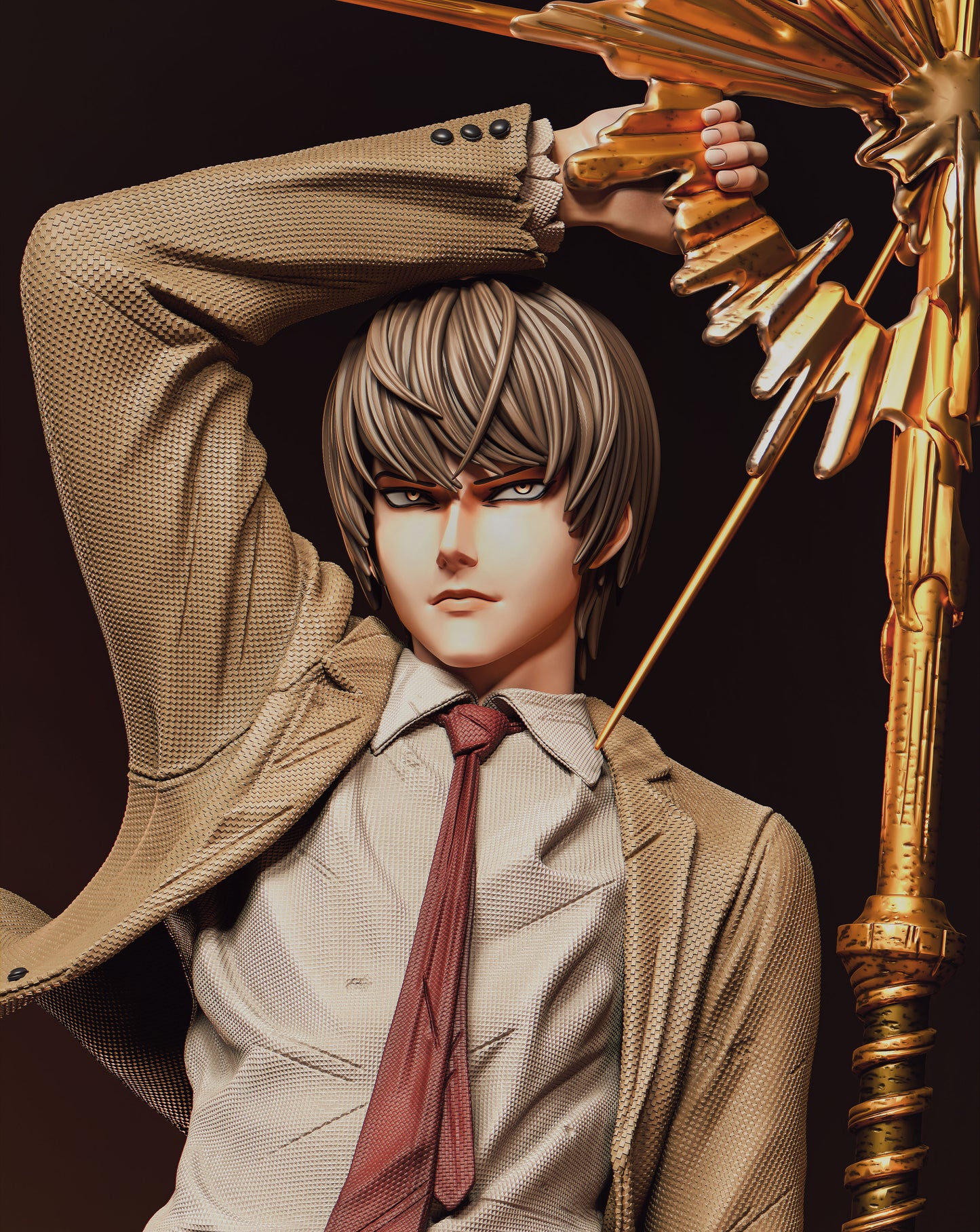 Light Yagami 3D Printed Statue | High-Detail Death Note Collectible Figure | Painted or Unpainted Resin Model for Display
