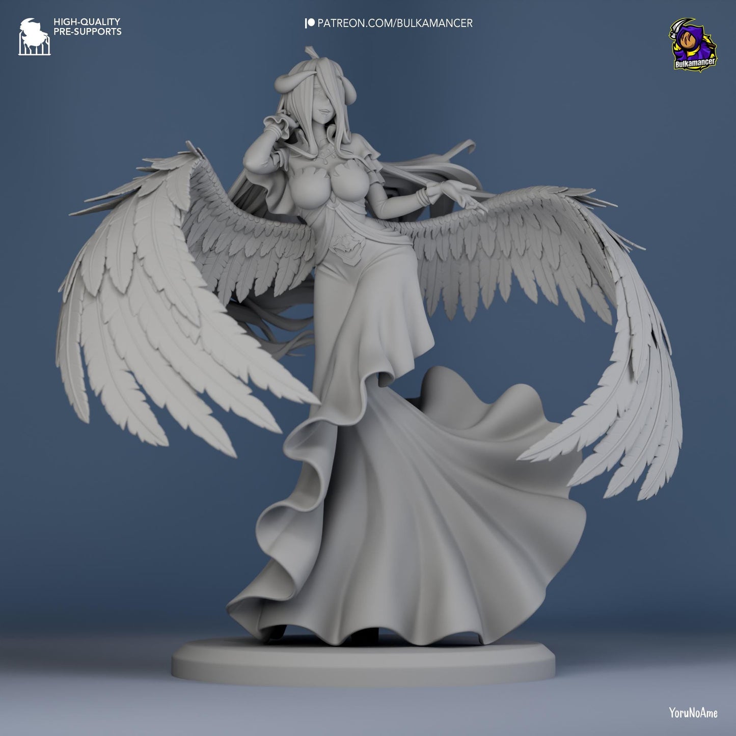 a statue of a woman with white wings