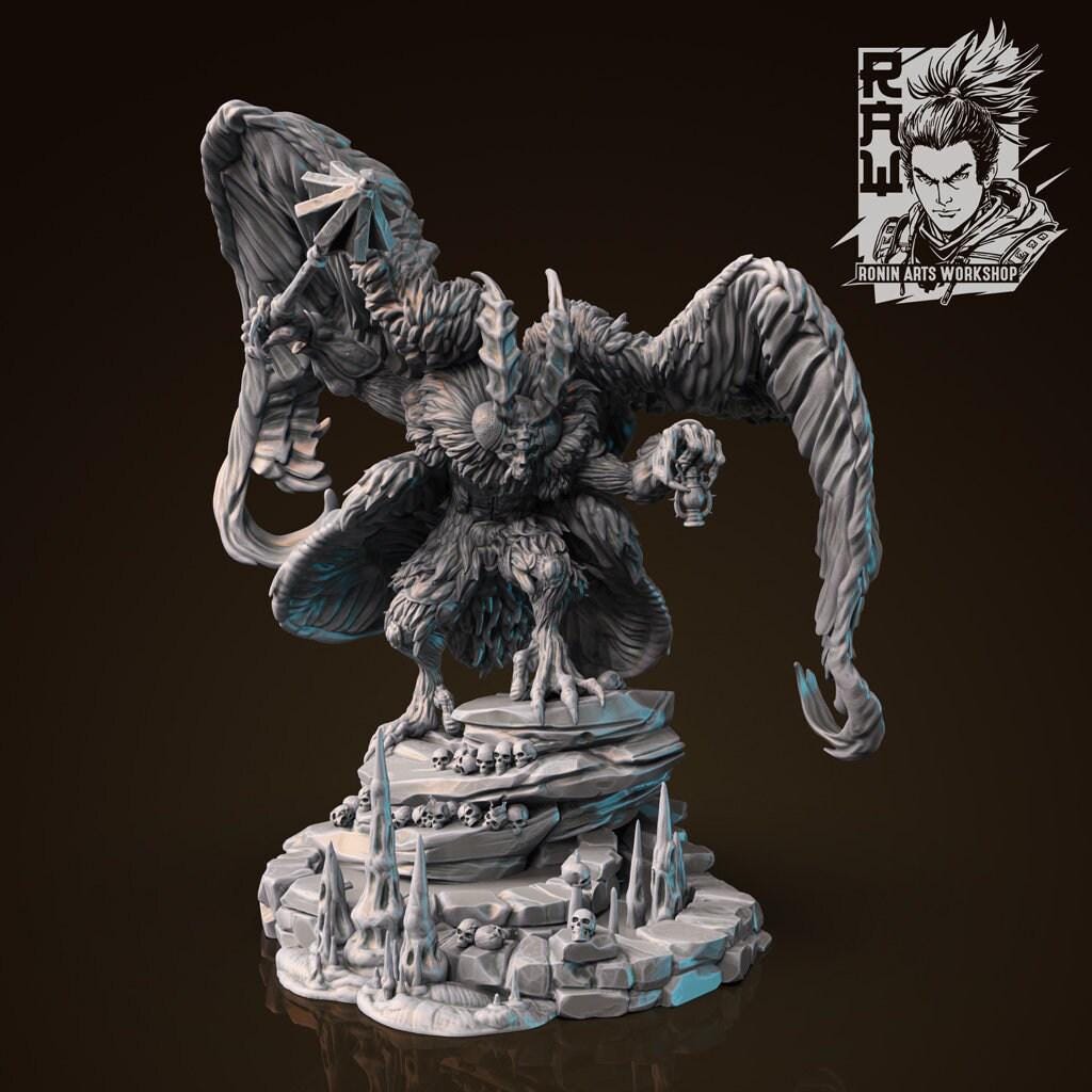 Karhu Mothman Monster - Unpainted 35mm Resin Miniature - Cryptid Horror Figure