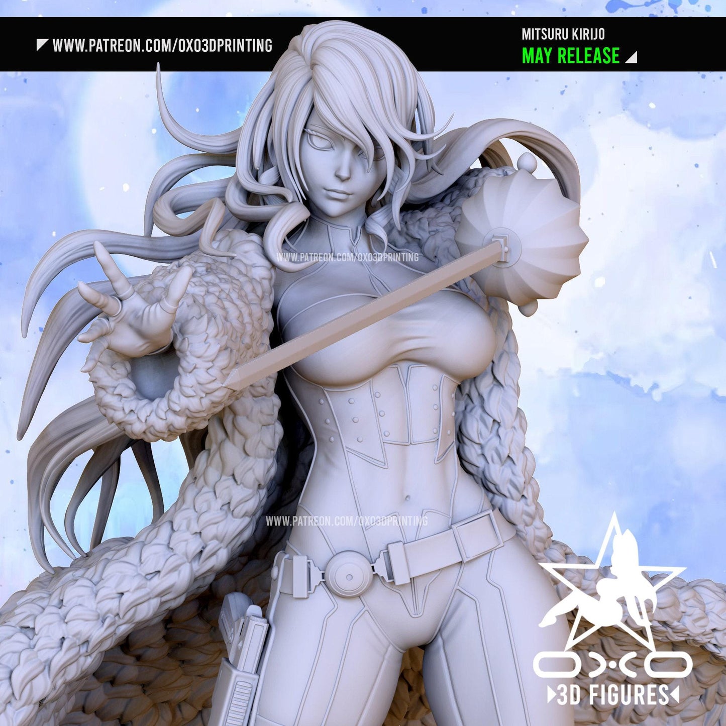 Mitsuru Kirijo NSFW 3D Printed Statue | Unpainted Persona 3 Anime Figure for Adult Collectors | Resin Garage Kit