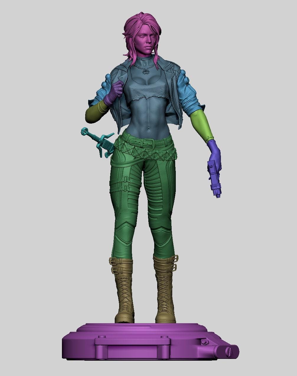 Stunning Cyberpunk Ciri 3D Printed Resin Statue: Witcher & Cyberpunk 2077 Fan Art Collectible