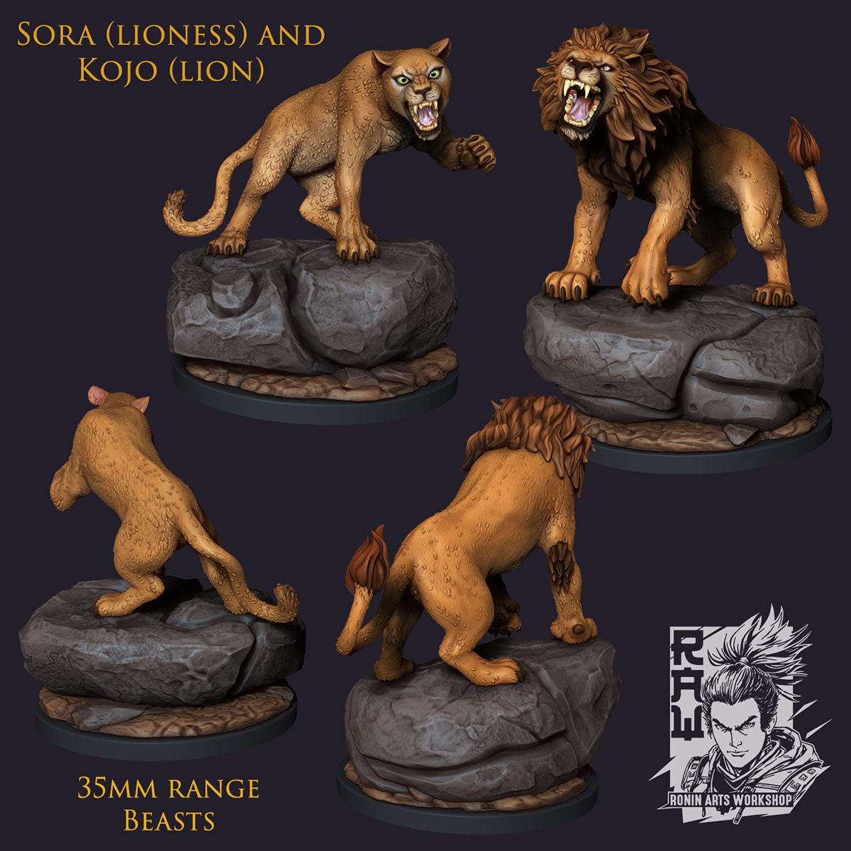 Lions Collectible Miniature, 35 mm, Feline Fury, Tabletop miniatures, Collectible figurines, Pathfinder, dungeons and dragons