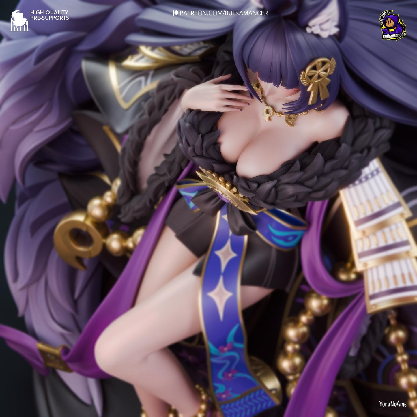 a woman dressed in a costume with purple hair
