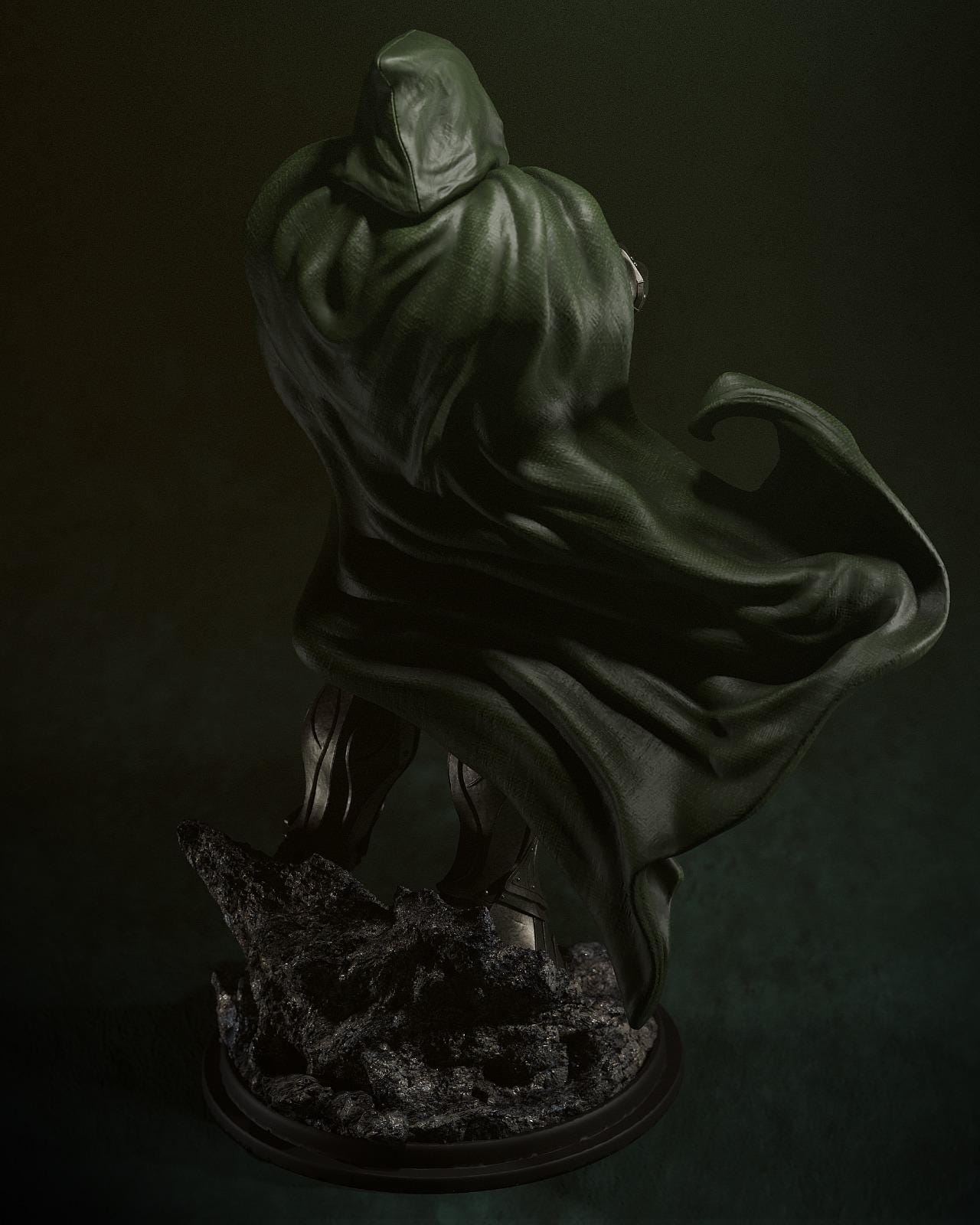 a statue of a man in a cloak