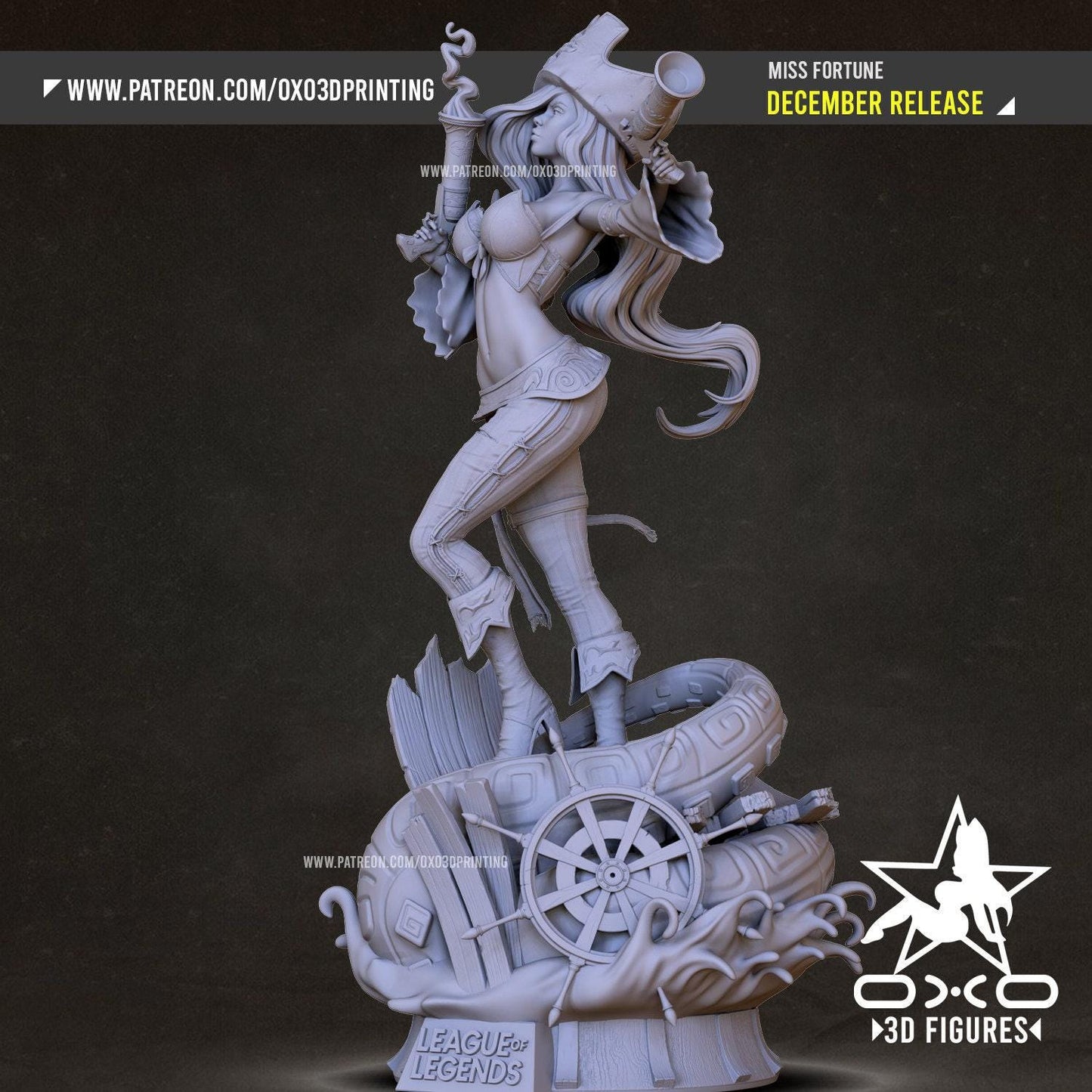Fortune's Embrace: Miss Fortune 3D Printed Resin Statue – LoL Collectible (NSFW)