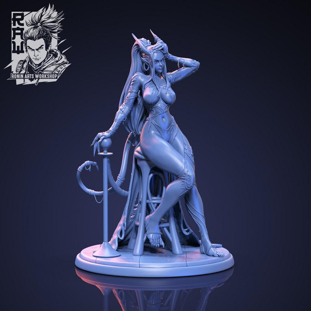 Pinup Lucille NSFW 3D Printed Statue – Mature Succubus Pin-Up Resin Collectible, Made to Order for Adult Collectors