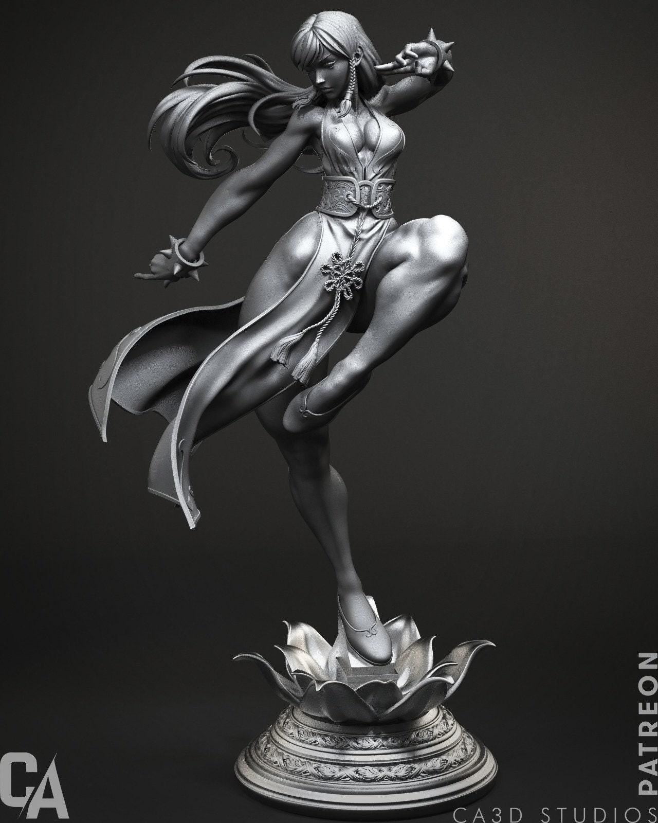 Chun Li Fanart: Dynamic 3D Printed Resin Statue - Street Fighter Collectible