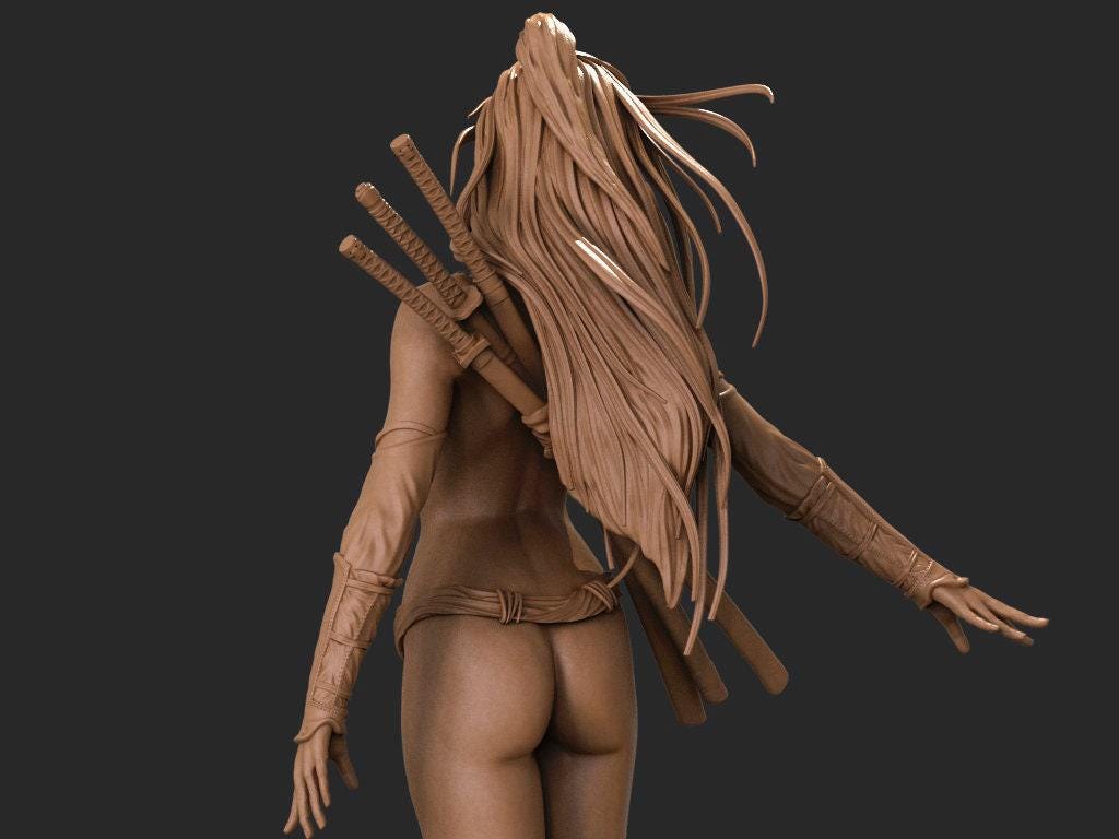 Asian Warrior: Powerful 3D Printed Statue - NSFW Historical Fantasy Collectible