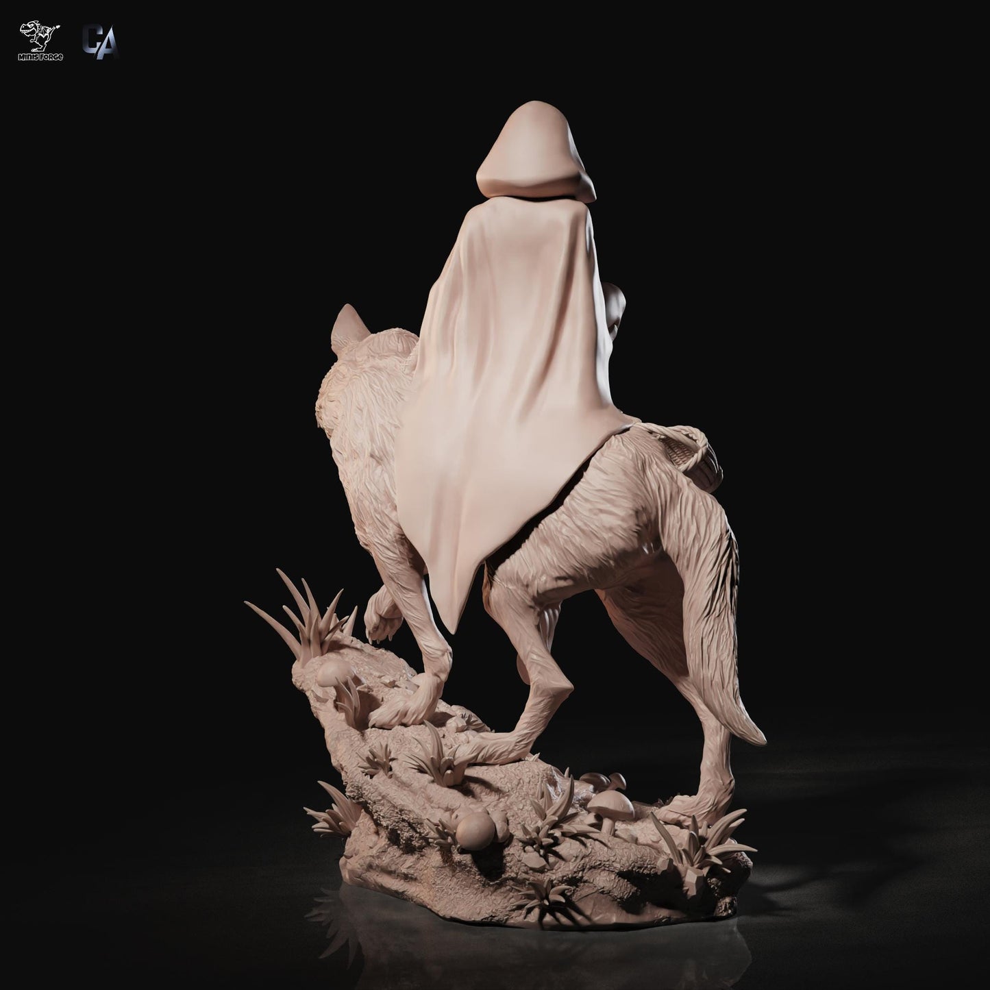 Epic Red Hood On Wolf 3D Print Collectible Figurine: Dynamic Fantasy Resin Statue & Unique Comic Book Art Piece