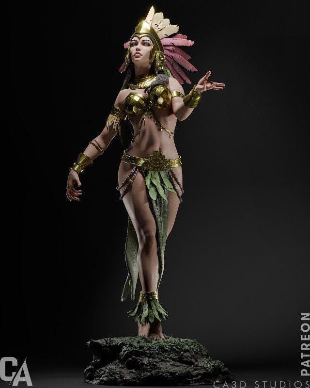 Sacred Beauty: Xōchiquetzal Aztec Goddess 3D Print Collectible - Optional NSFW Variant for Adult Art Enthusiasts