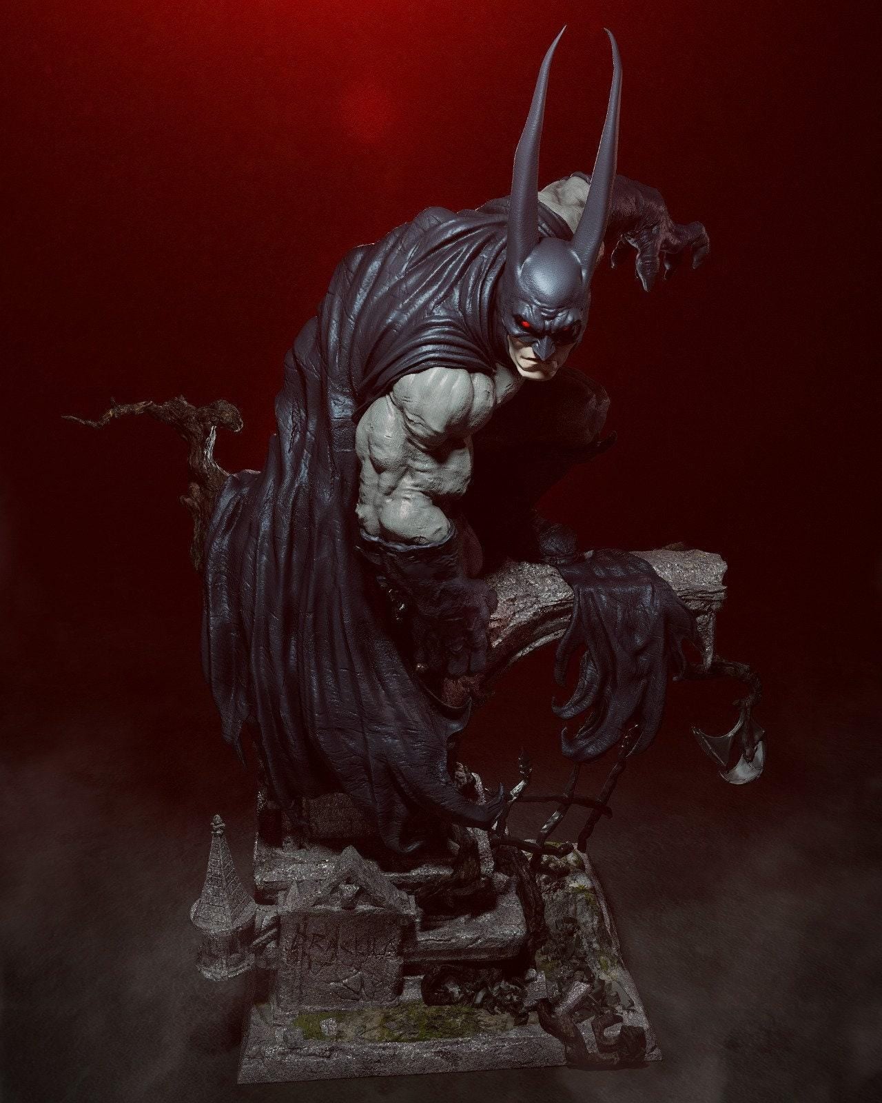 Vampire Batman 3D Printed Miniature Statue - Elseworlds Dark Knight Collectible Figure
