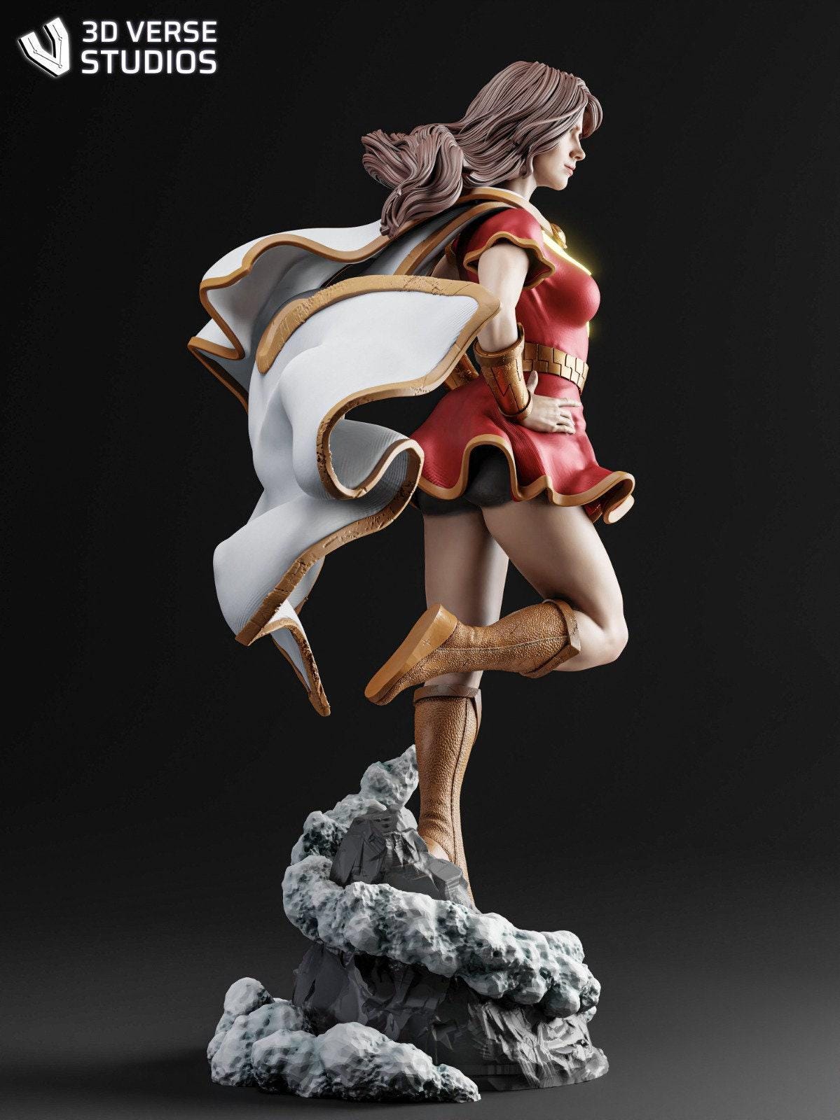 Empowering Justice: Female Shazam 3D Printed Collectible – Heroic Statue for DC Fans