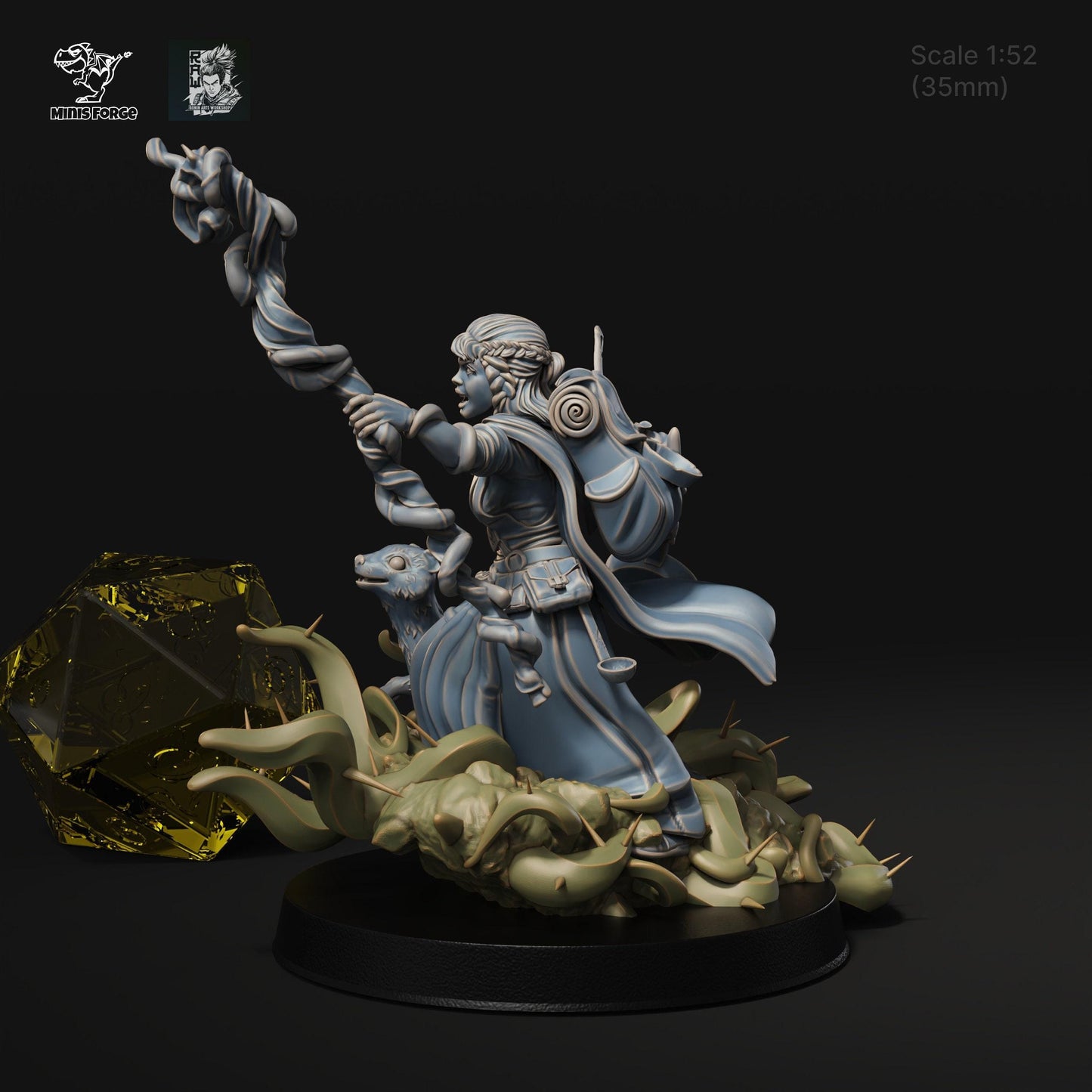 Maara Halfling Druid: Embrace the Magic of Nature with a 3D-Printed Miniature for DnD, Pathfinder, Warsurge, and Tabletop Adventures
