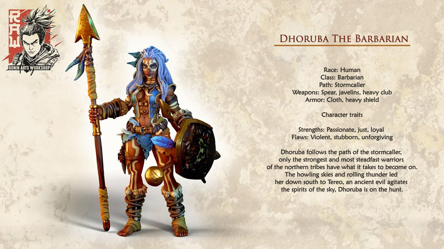 Dhoruba the Barbarian Collectible Miniature, 35 mm, Tabletop miniatures, Pathfinder, dungeons and dragons, dnd