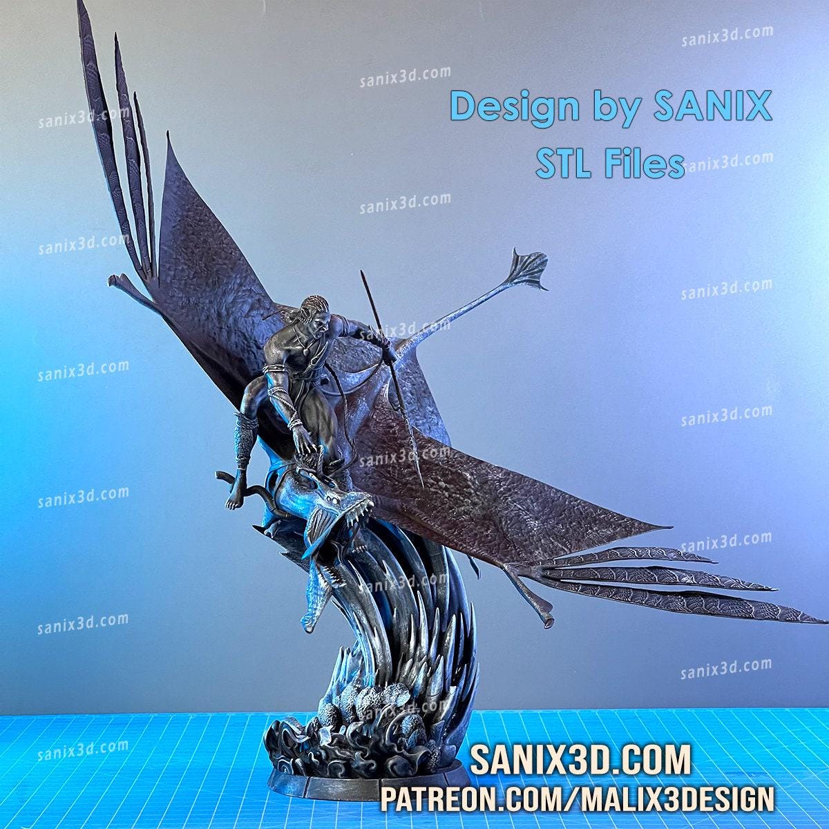 Avatar Jake Sully & Ikran: Epic 3D Printed Resin Collectible - Pandora Display