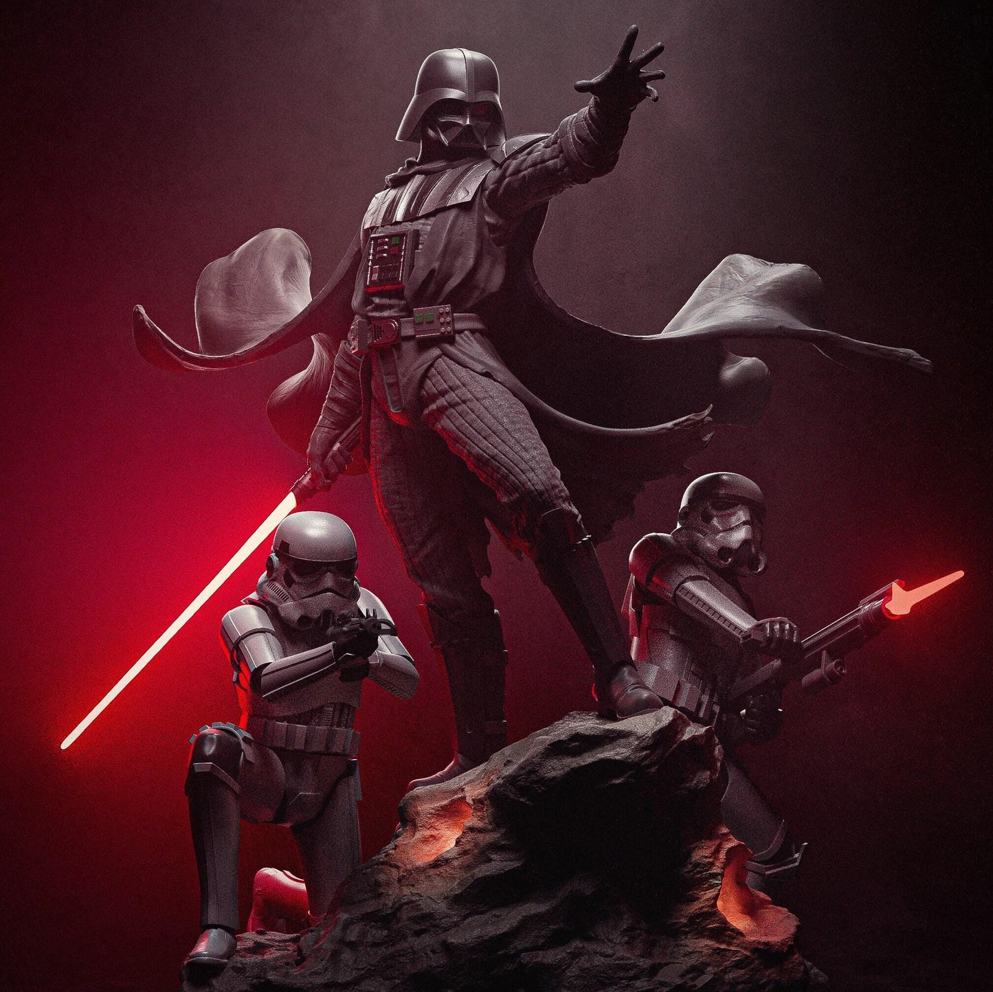 Epic Darth Vader & Stormtroopers 3D Printed Diorama: Iconic Star Wars Scene Resin Collectible Fan Art