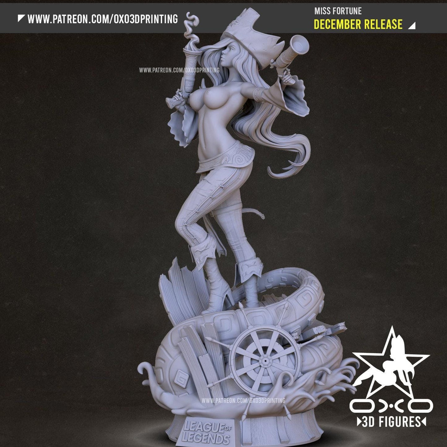 Fortune's Embrace: Miss Fortune 3D Printed Resin Statue – LoL Collectible (NSFW)