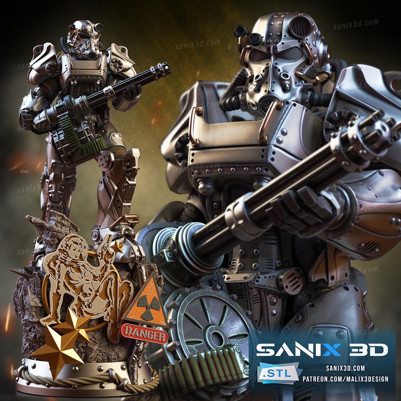 Fallout T-60 Power Armor Collectible 3D Printed Resin Statue | Hand Painted or Unpainted Figure