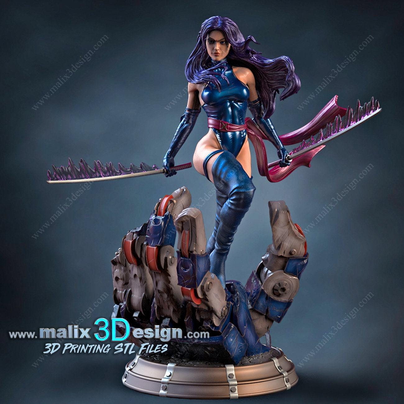 Psychic Ninja Psylocke 3D Printed Resin Statue - X-Men Mutant Marvel Collectible Figure