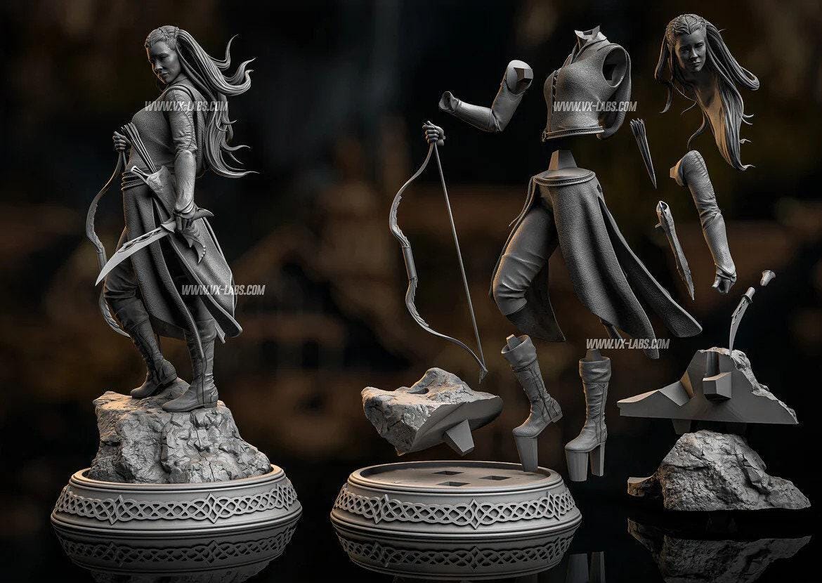 Exclusive Tauriel 3D Printed Statue: Detailed Fantasy Fan Art Collectible - Optional NSFW Variant Available