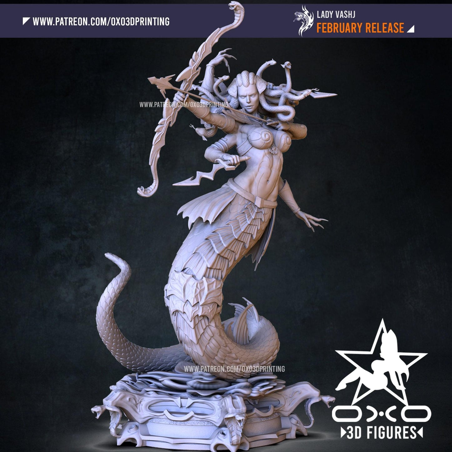 Lady Vashj 3D Printed Statue: Exquisite NSFW World of Warcraft Naga Collectible Miniature
