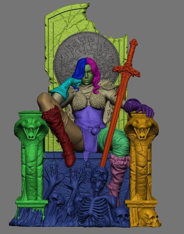 Red Sonja Fanart: Highly Detailed 3D Printed Collectible Statue for Fantasy & Comic Enthusiasts
