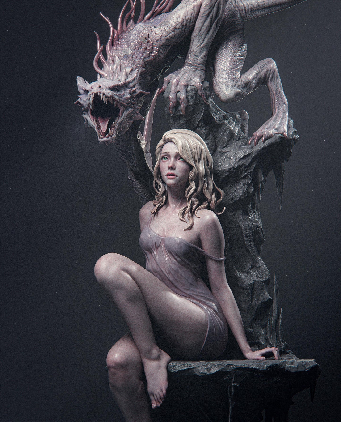 Elegy of the Wyrm 3D Printed Collectible Figure: Epic Dragon Fantasy Statue – High-Detail Resin Model