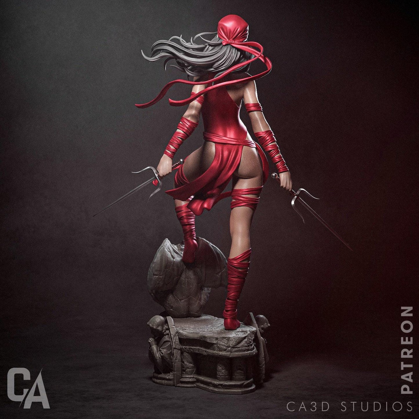 Exclusive Marvel Elektra 3D Printed Statue: Detailed NSFW Fan Art Collectible - Assassin Anti-Heroine
