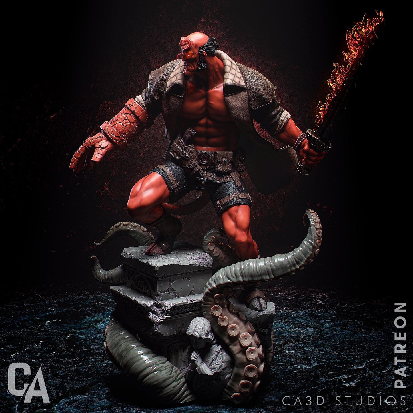 Hellboy Hand-Painted 3D Printed Statue - Iconic Dark Horse Comics Collectible Figure