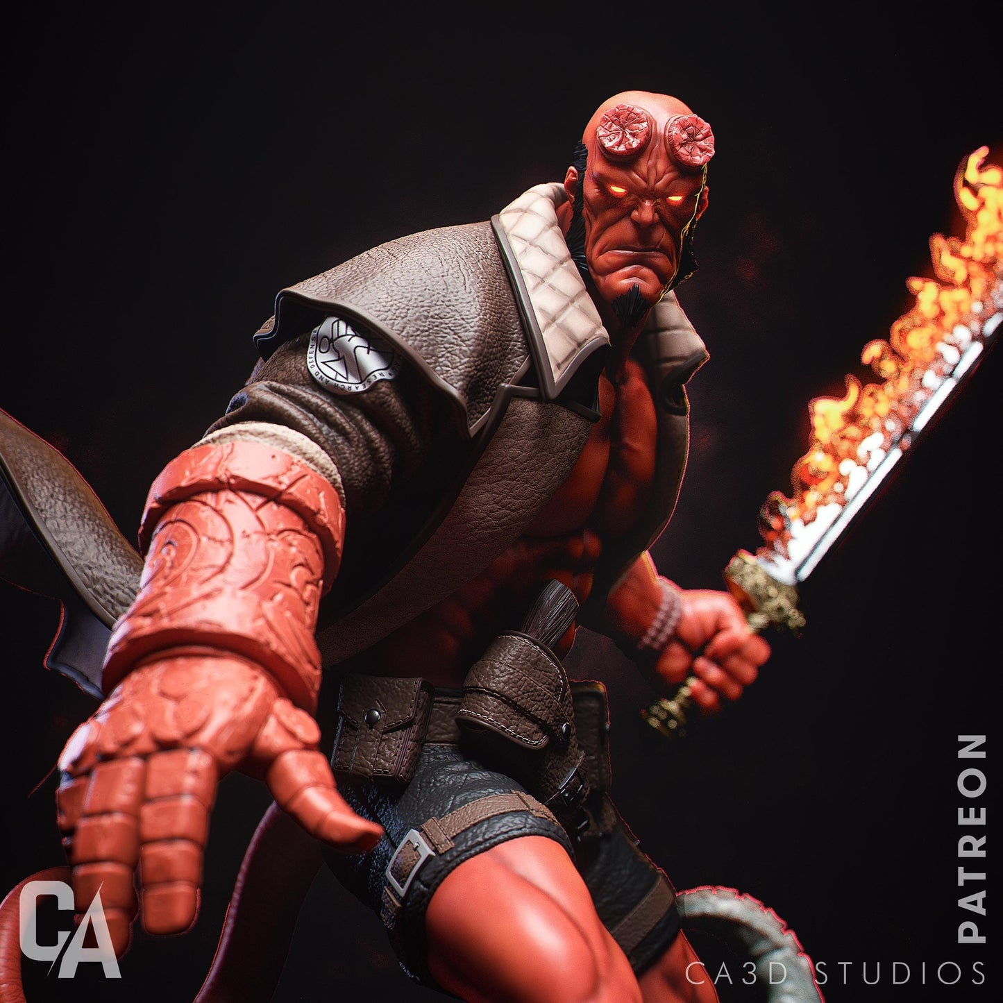 Hellboy Hand-Painted 3D Printed Statue - Iconic Dark Horse Comics Collectible Figure