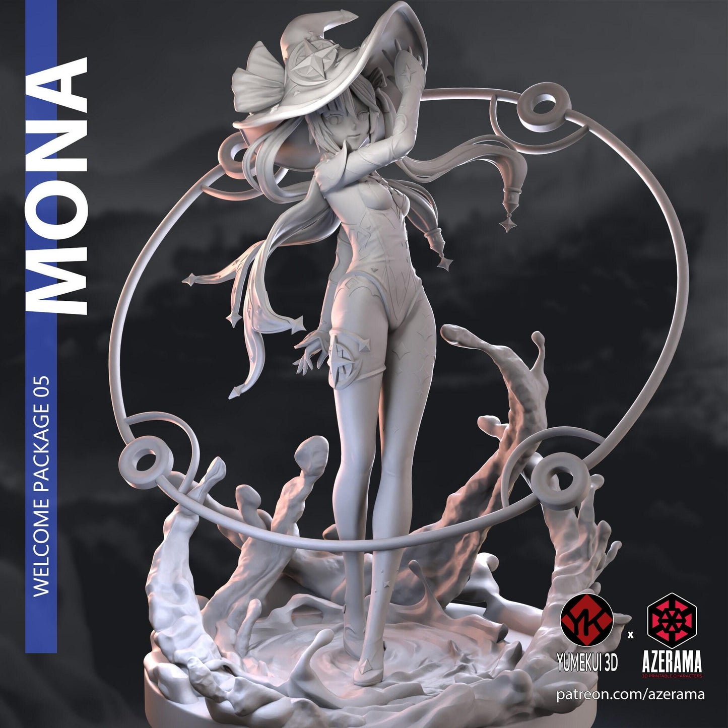 Mystical Astrologist: Mona 3D Print Collectible Statue – Genshin Impact Figure with NSFW Option