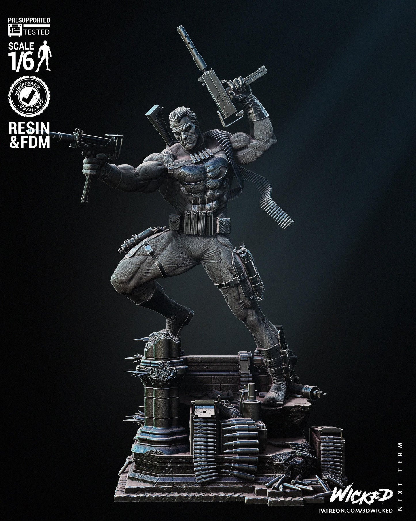 Punisher: Gritty 3D Print Collectible Statue - Marvel Vigilante Fanart