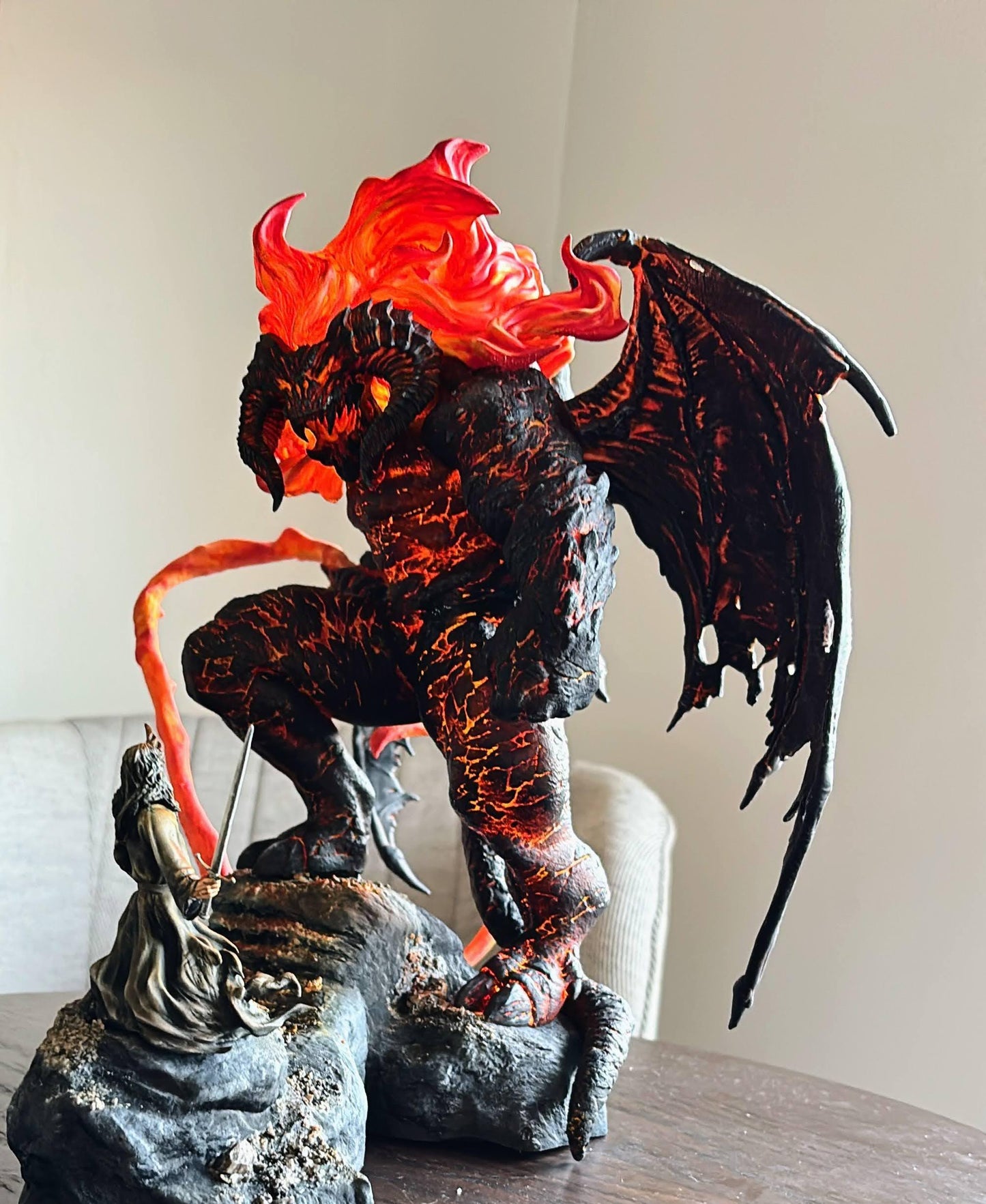 Balrog vs Gandalf Diorama Fanart 3D Painted Printed Collectible Statue, Resin Figure