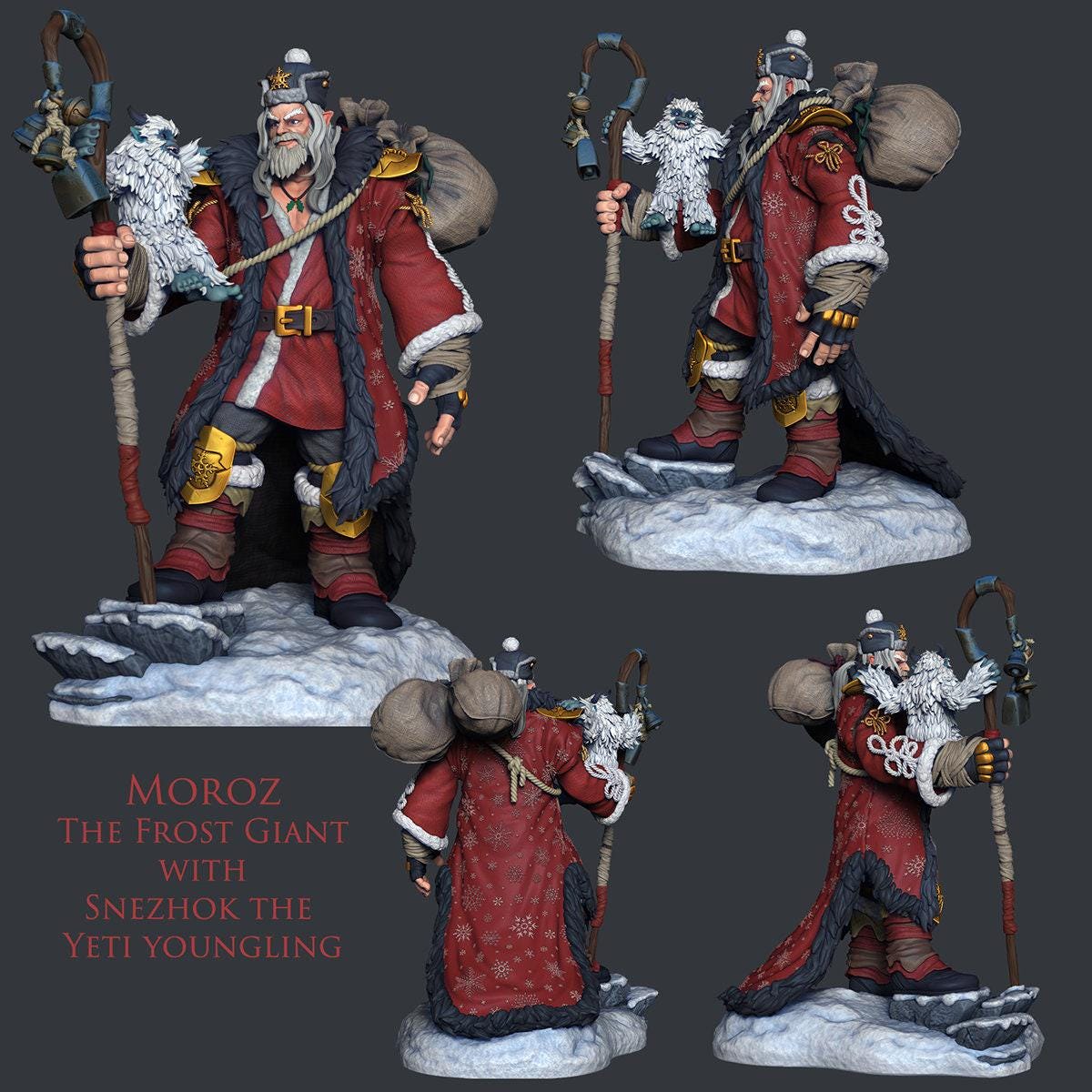 Frost Giant Moroz and Snezhok Collectible Miniature, 35 mm, Tabletop miniatures, Pathfinder, dungeons and dragons, dnd