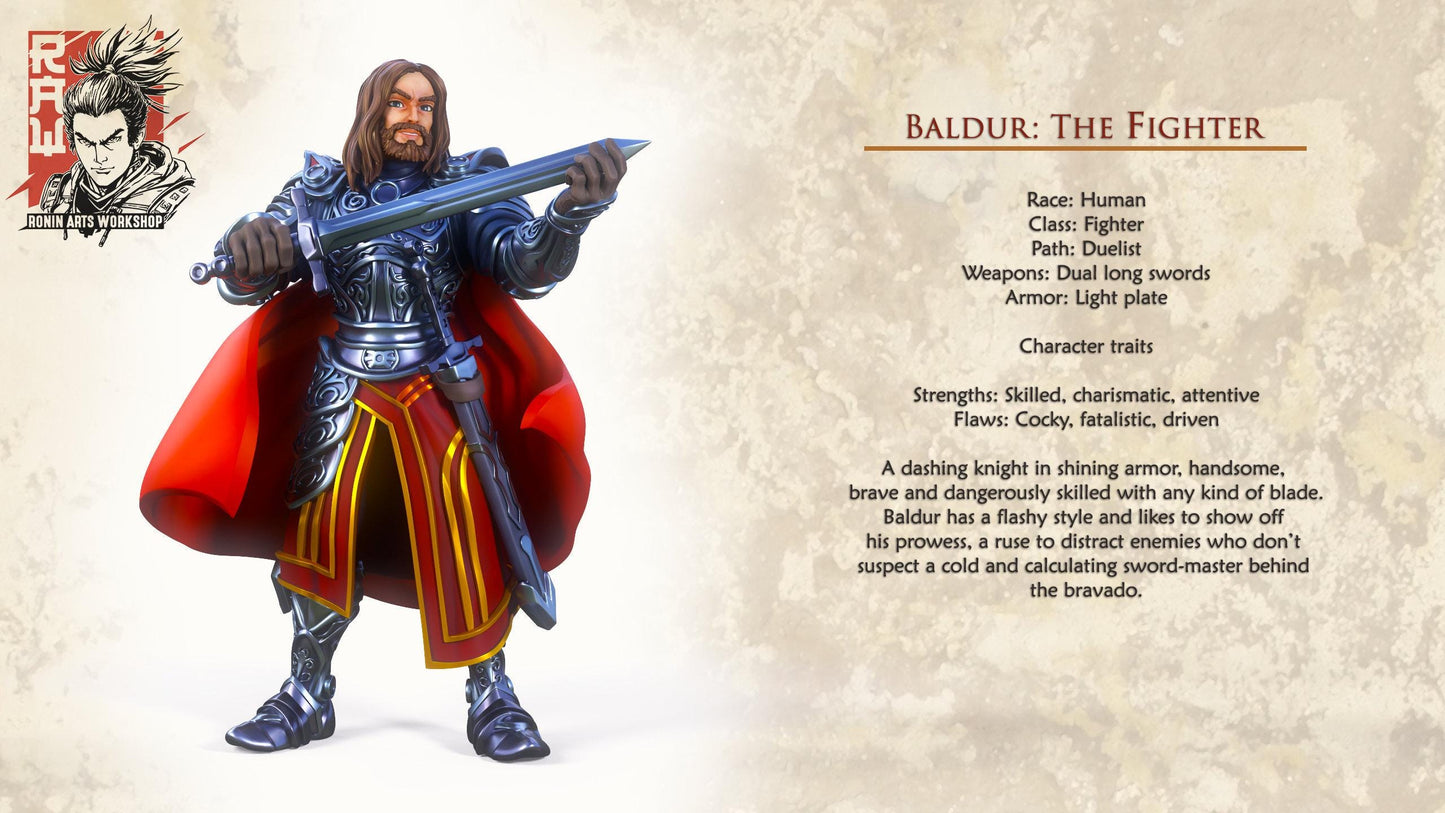 Baldur Warrior - Unpainted 35mm Miniature - Heroic Fighter Figure