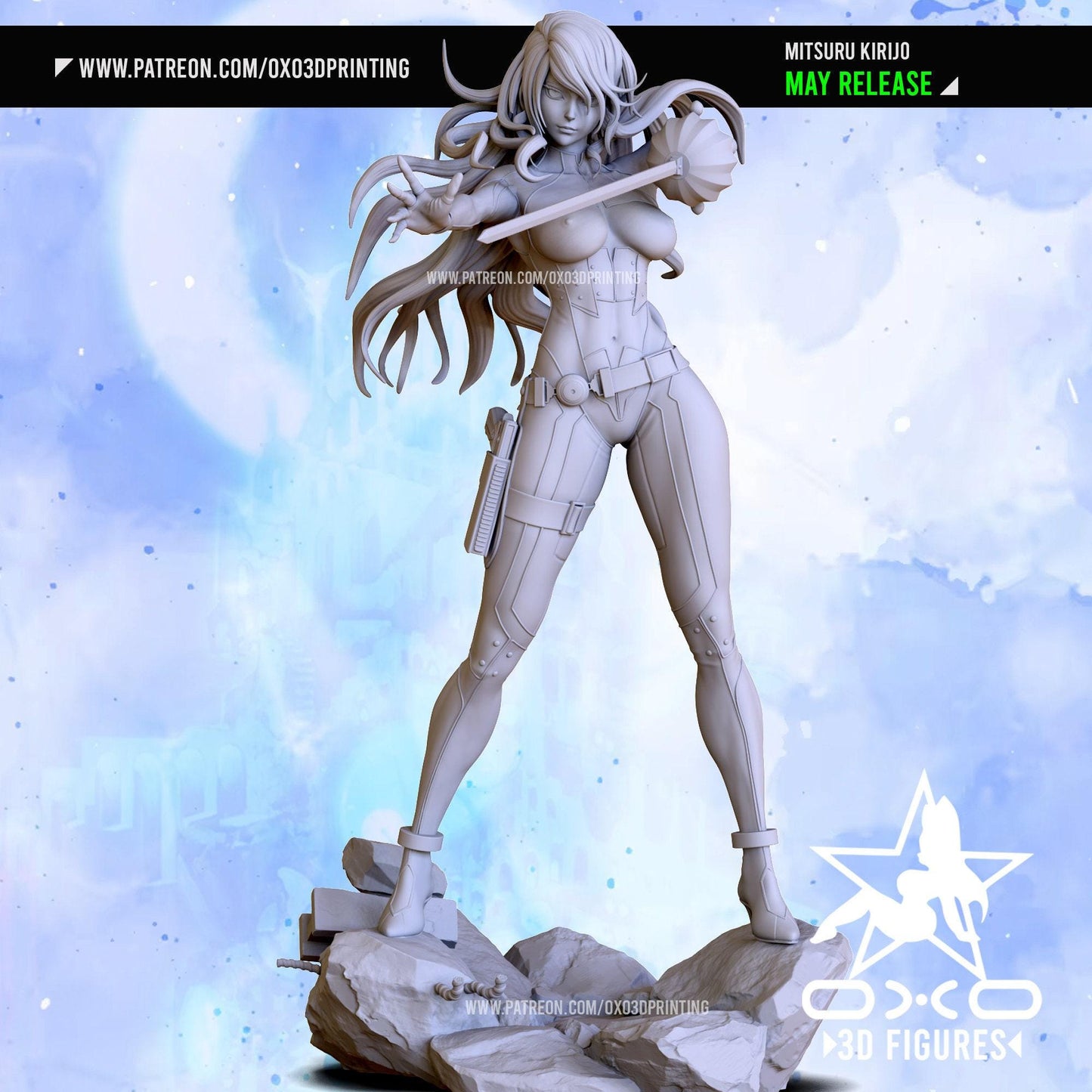 Mitsuru Kirijo NSFW 3D Printed Statue | Unpainted Persona 3 Anime Figure for Adult Collectors | Resin Garage Kit