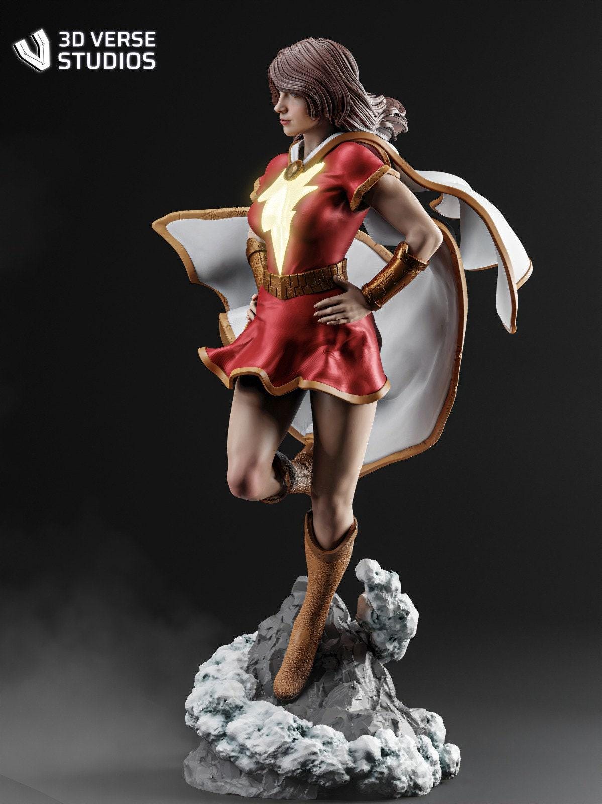 Empowering Justice: Female Shazam 3D Printed Collectible – Heroic Statue for DC Fans