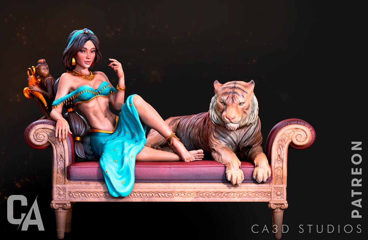 a woman sitting on a couch next to a tiger