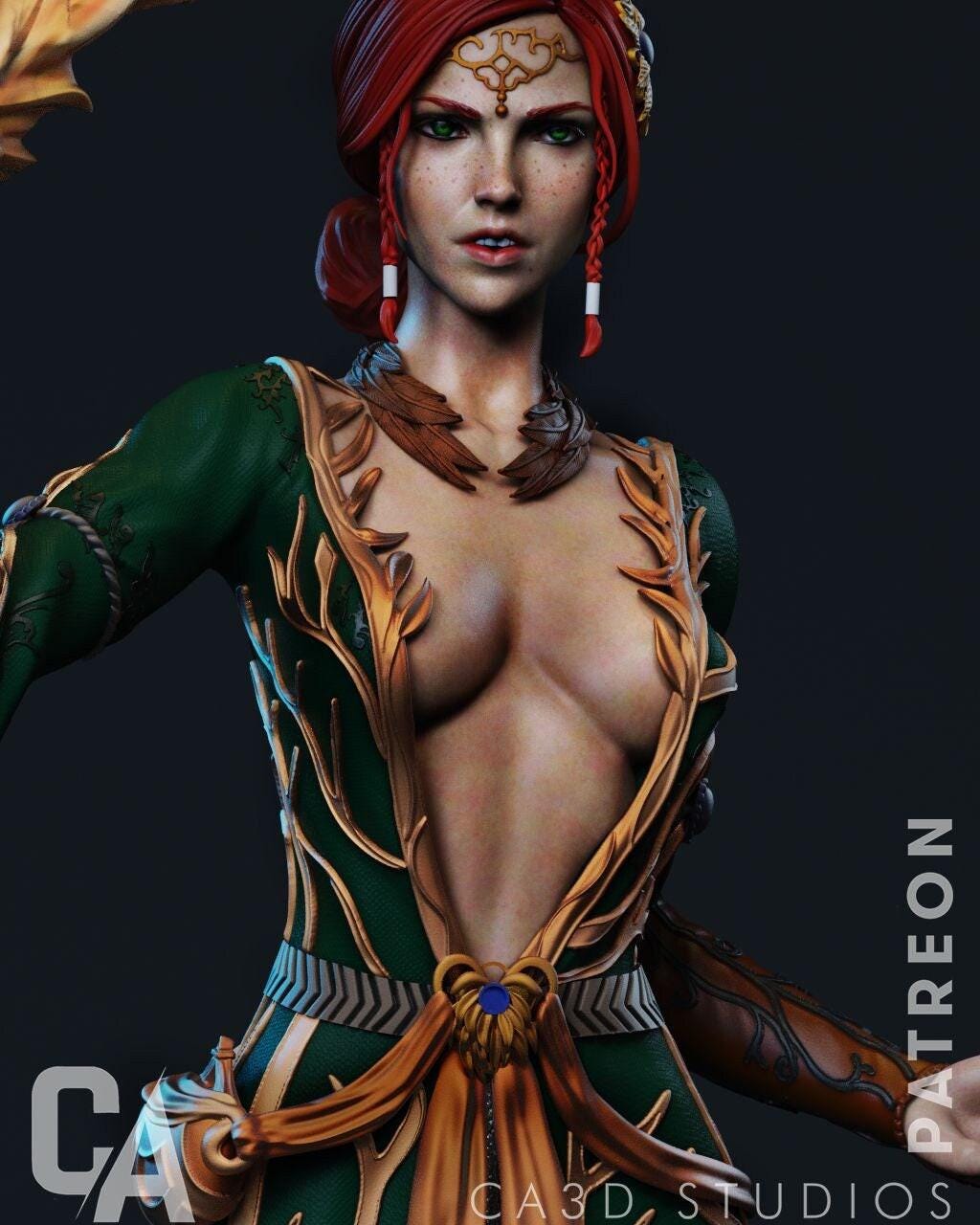 Triss 3D Print Collectible Miniature Statue Figure NSFW Pin Up Painted Witcher Fanart