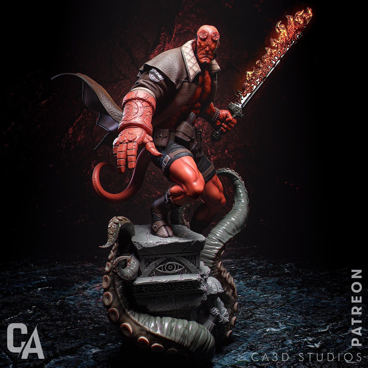 Hellboy Hand-Painted 3D Printed Statue - Iconic Dark Horse Comics Collectible Figure