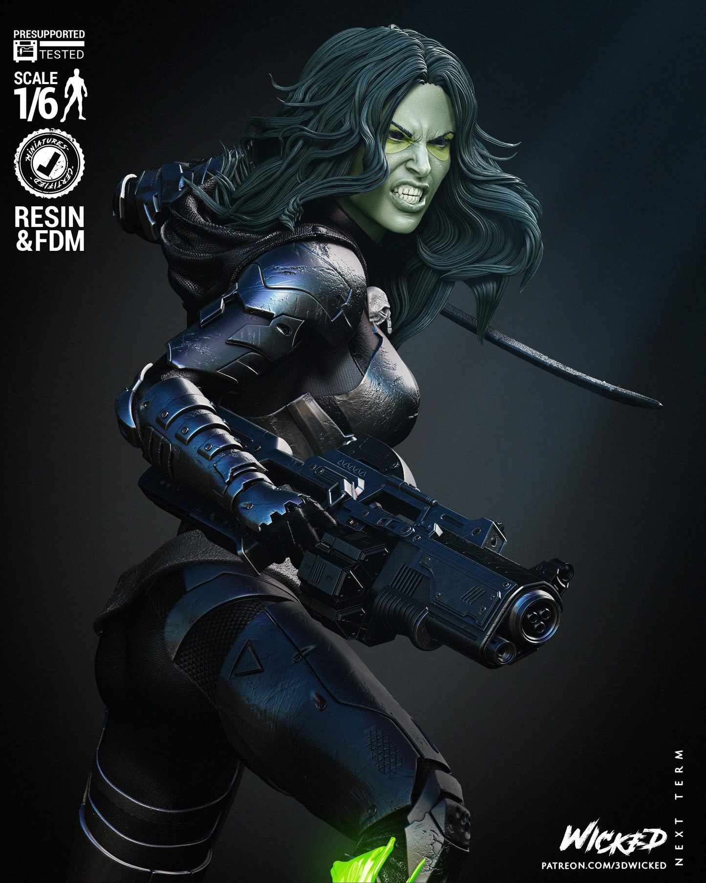 a woman in a futuristic suit holding a gun