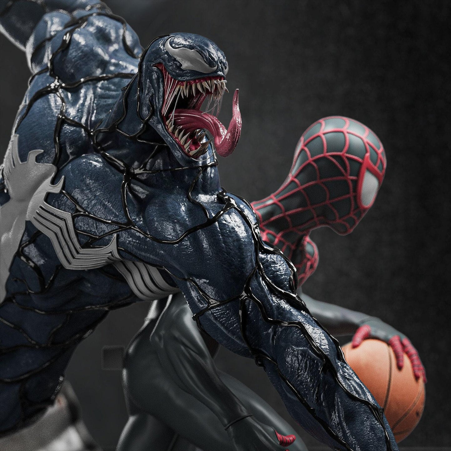 Epic Spider-Man vs Venom Basket Match 3D Printed Collectible: Dynamic Marvel Superhero Showdown